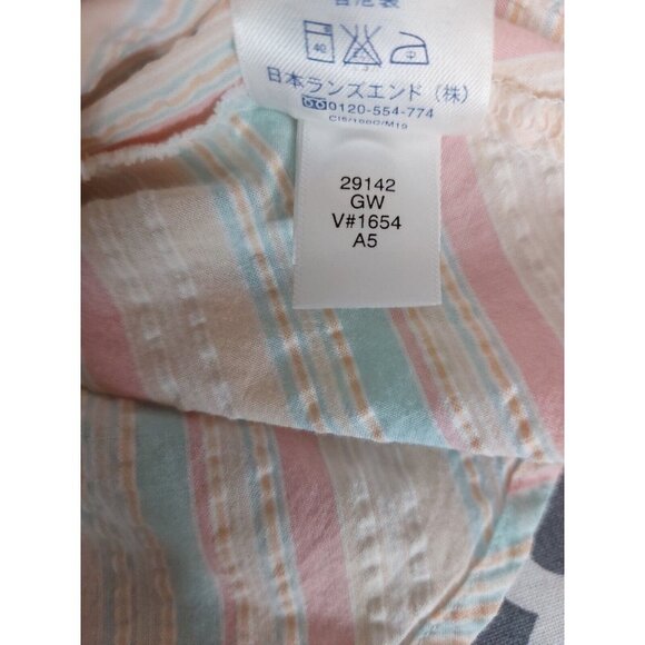 Lands End Women 10 Petite Sleeveless Collar Button Down Blouse Pastel Seersucker - Picture 15 of 16